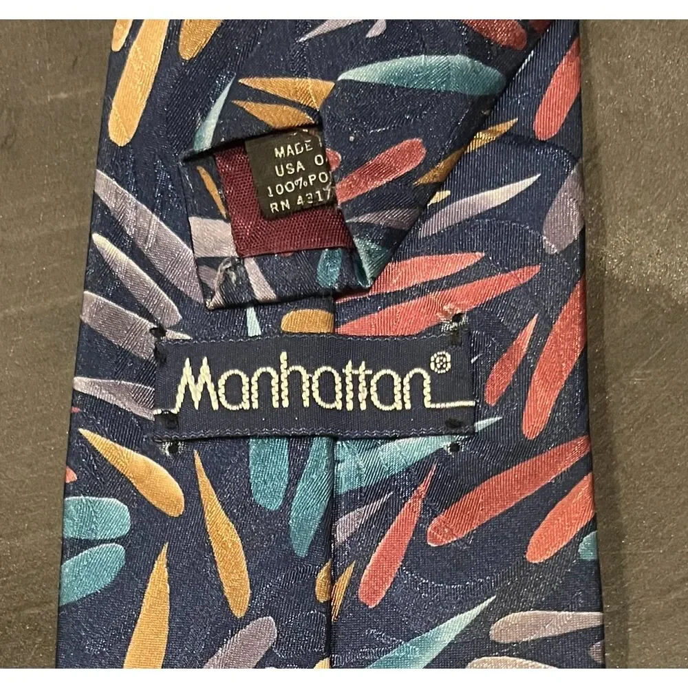 Vintage 1990's Mens Necktie from Manhattan Multicolor USA Made